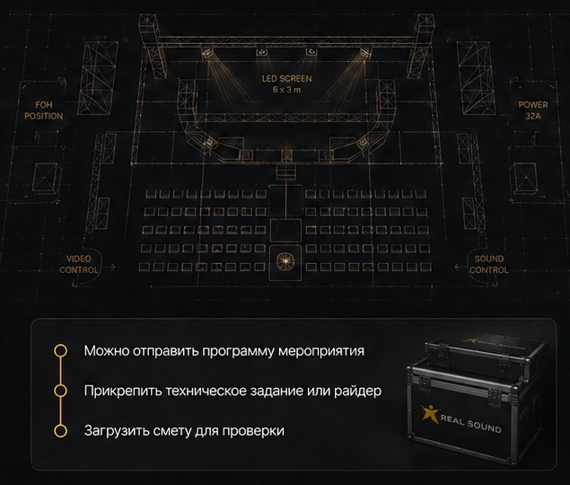 Техническая схема мероприятия и фирменный кейс Real Sound